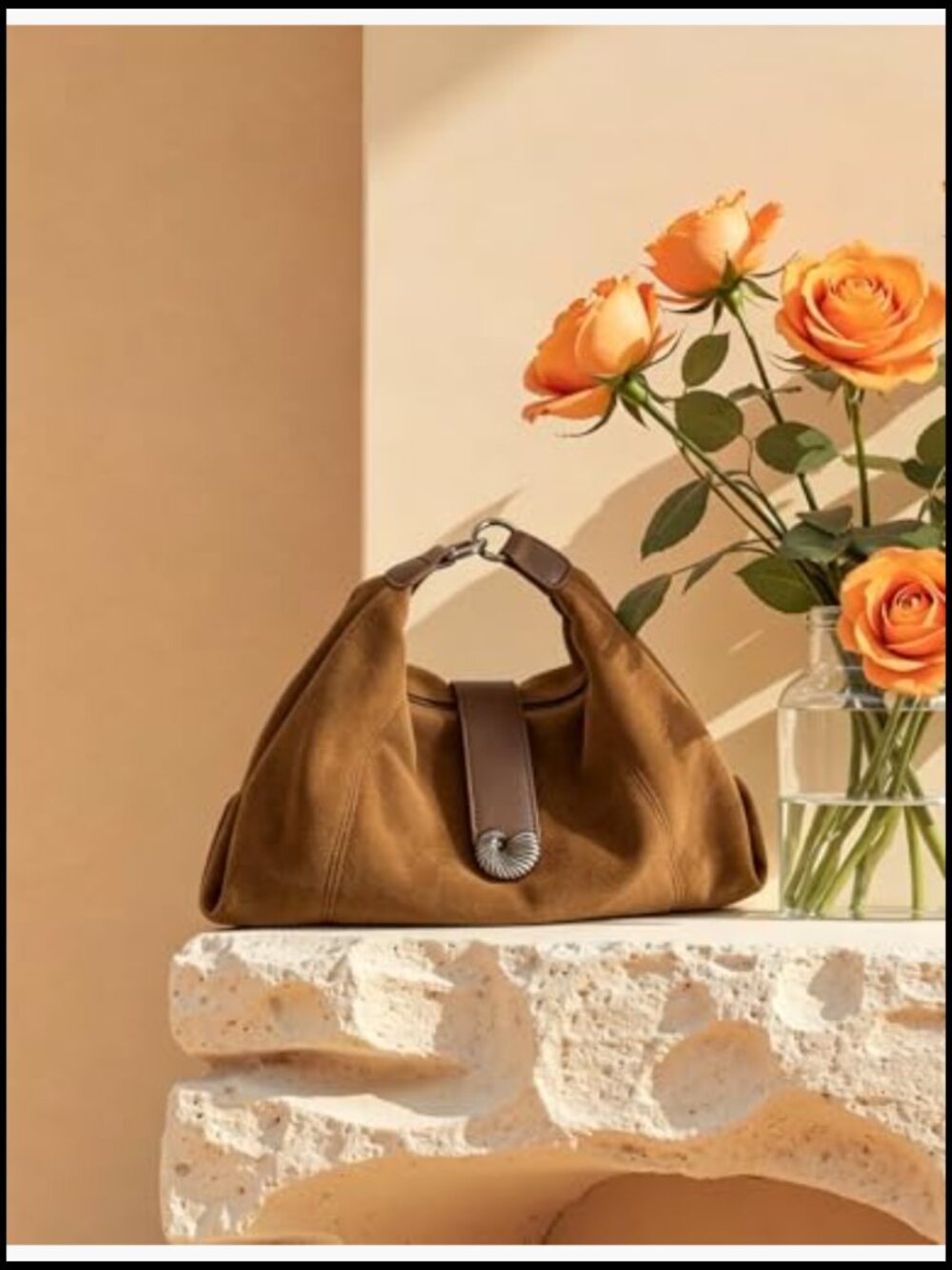 Slouchy Suede Tote Hobo Bag Adjustable Shoulder Strap Vintage Minimalist - Picture 7 of 7